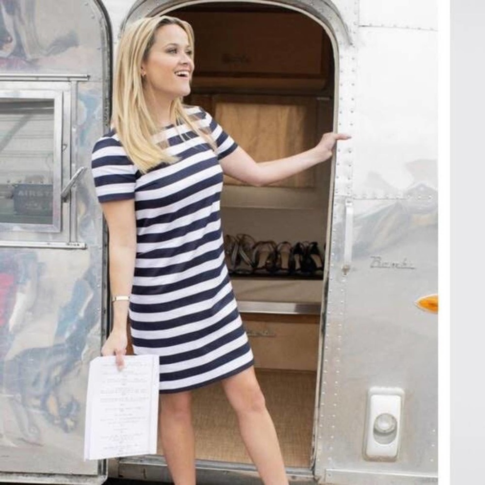 Draper James Stripe Shift Dress - Nassau Navy Sz 8